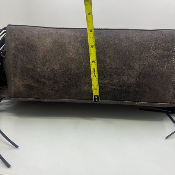 Steve Madden Boho Fringe Shoulder Bag Western Style Tote Purse NWT Brown Tan - Picture 11 of 13